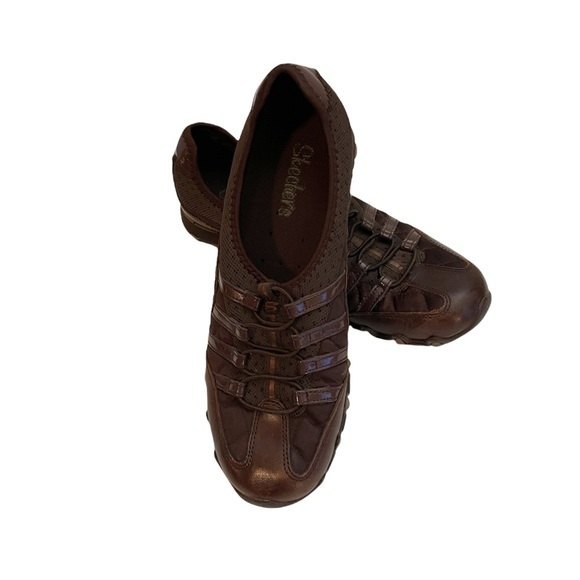Skechers Women’s Slip-Ons Elastic Bungee Pull Laces Sz 7.5 USA Brown - Picture 1 of 12